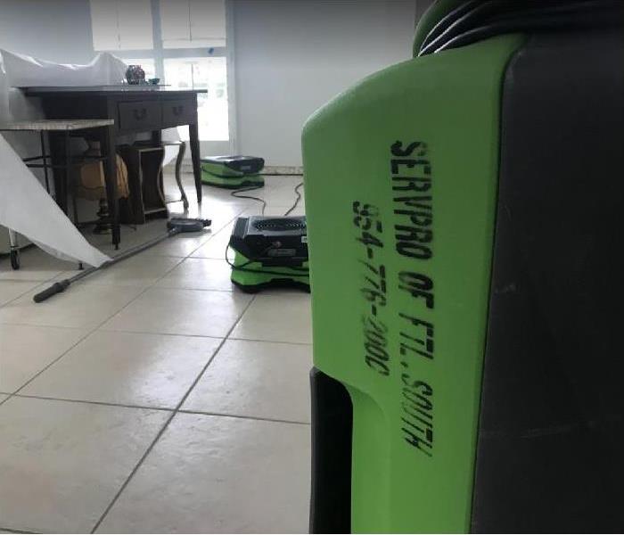 SERVPRO drying equipment in water damaged room